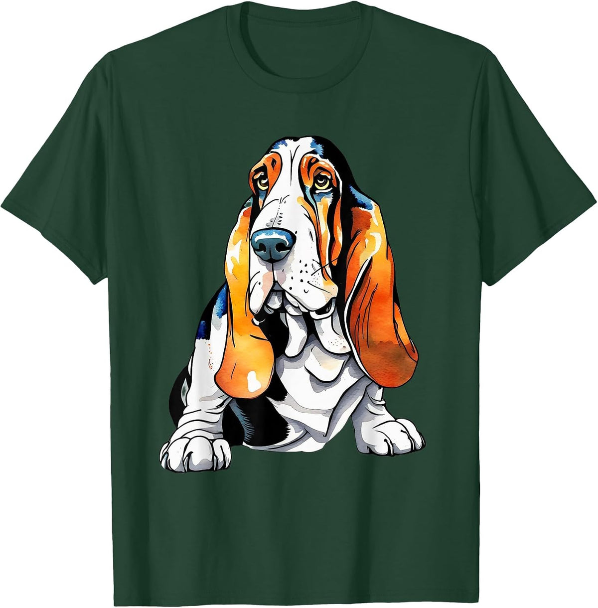 Bassett Hound Dog Breed Graphic T-Shirt - Dark Green