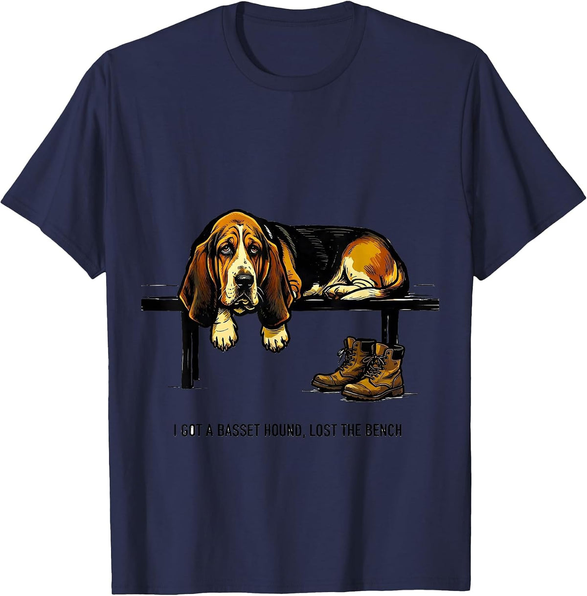 I Got A Basset Hound Lost The Bench Funny Dog Lover Gift T-Shirt - Navy Blue