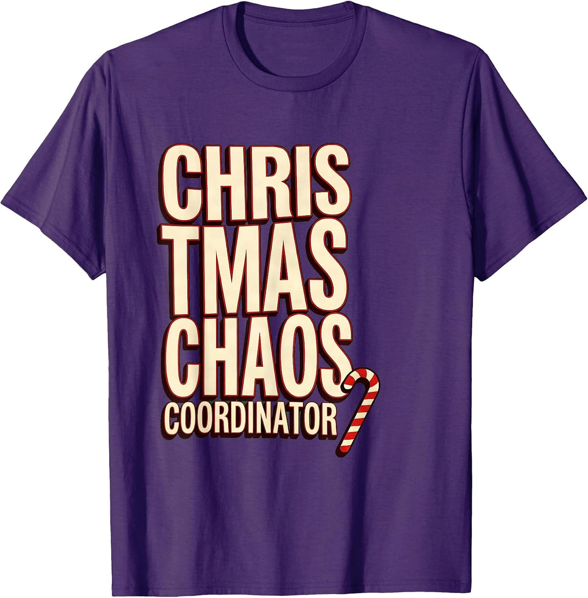 Men's Christmas Chaos Coordinator Funny Matching Couples His T-Shirt - Purple
