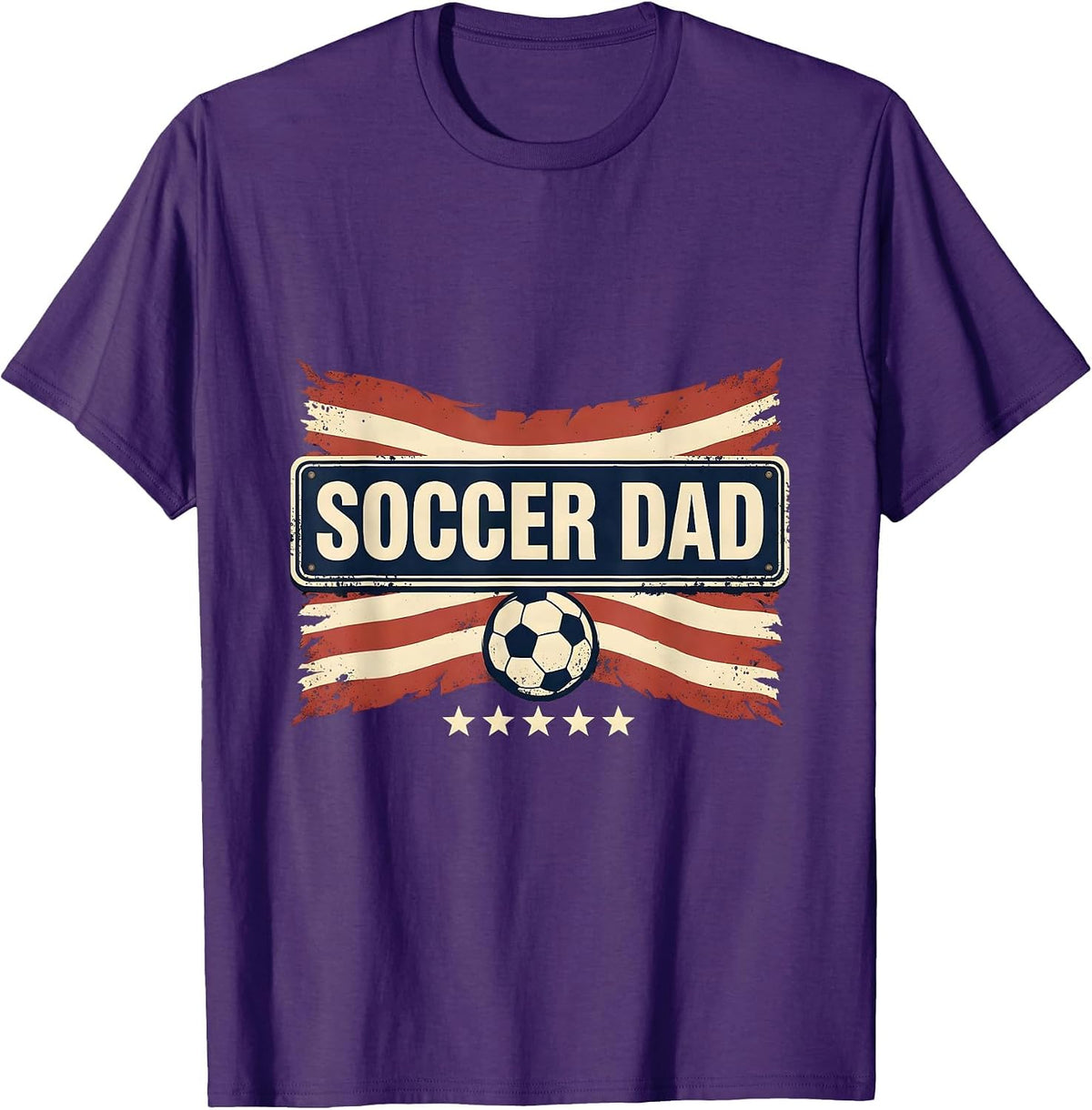 Soccer Dad Patriotic Flag Fathers Day Gift For Dad T-Shirt - Purple