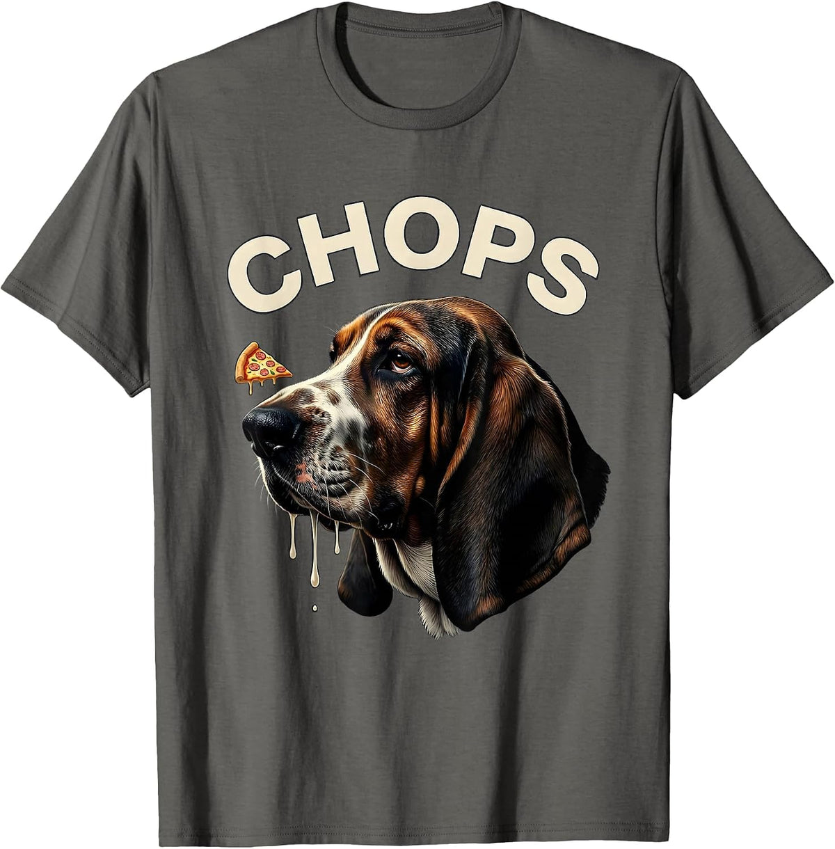 CHOPS Funny Basset Hound Drooling Dog Mom Dog Dad T-Shirt - Asphalt Grey