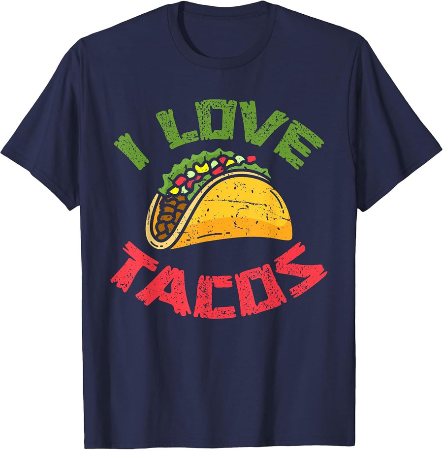 I Love Tacos Mexican Fast Food Cinco De Mayo Taco T-Shirt - Navy Blue