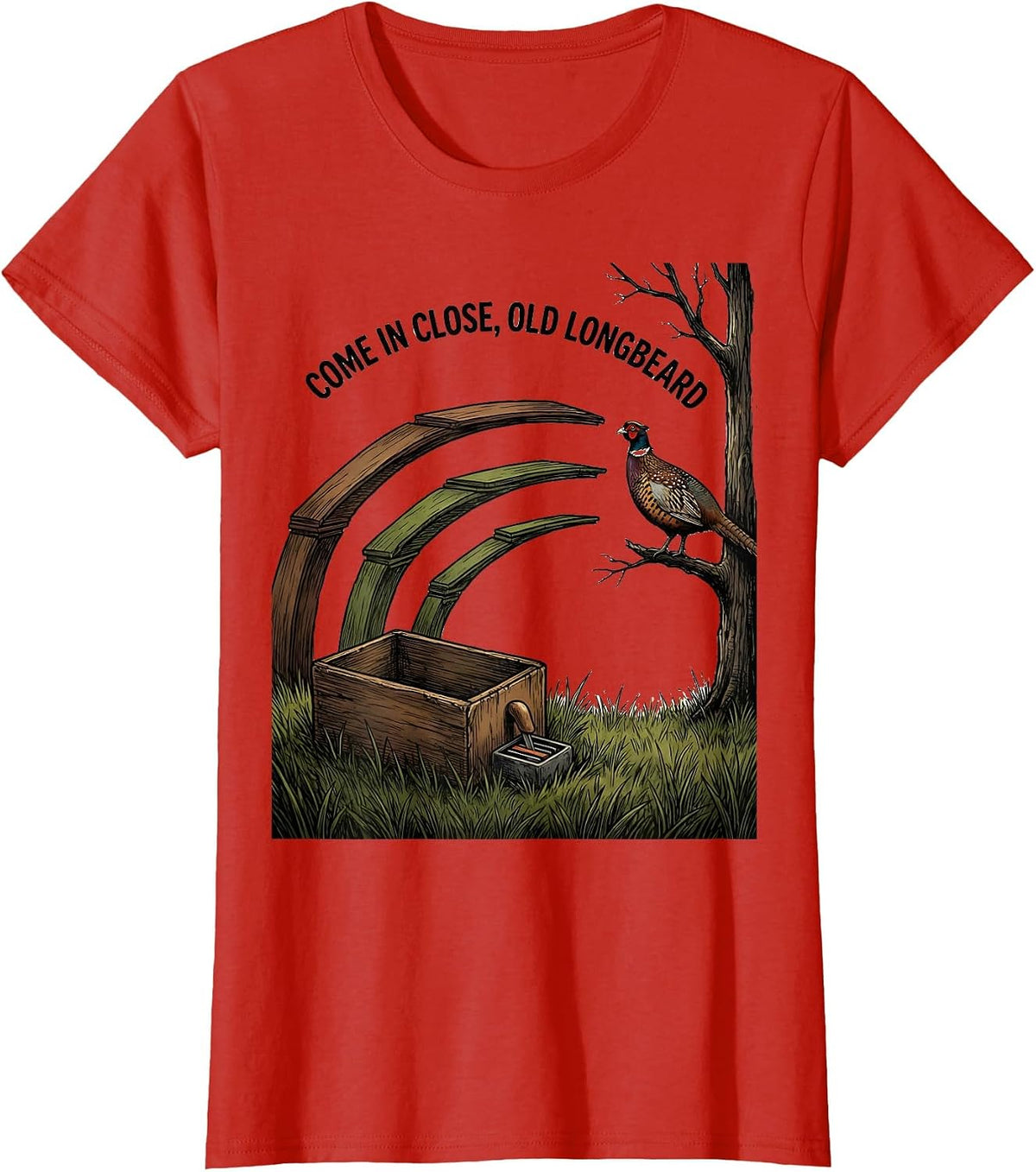 Come In Close, Old Longbeard Funny Turkey Hunting Season T-Shirt - Red
