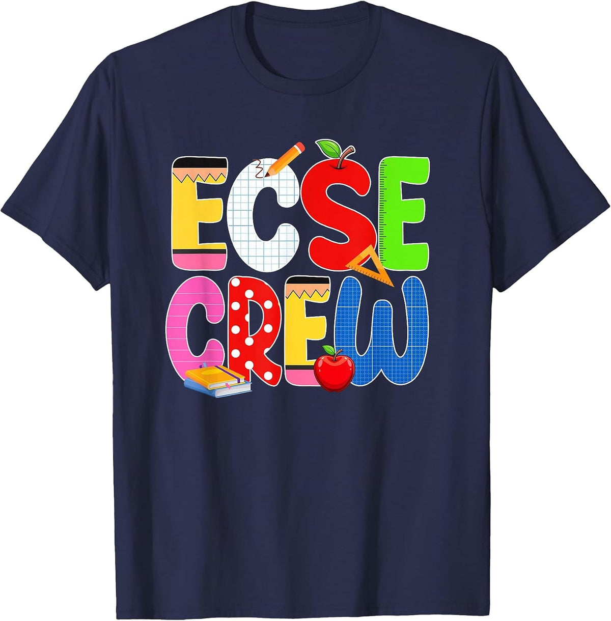 ECSE Crew ECSE Teacher Early Childhood Special Education T-Shirt - Navy Blue