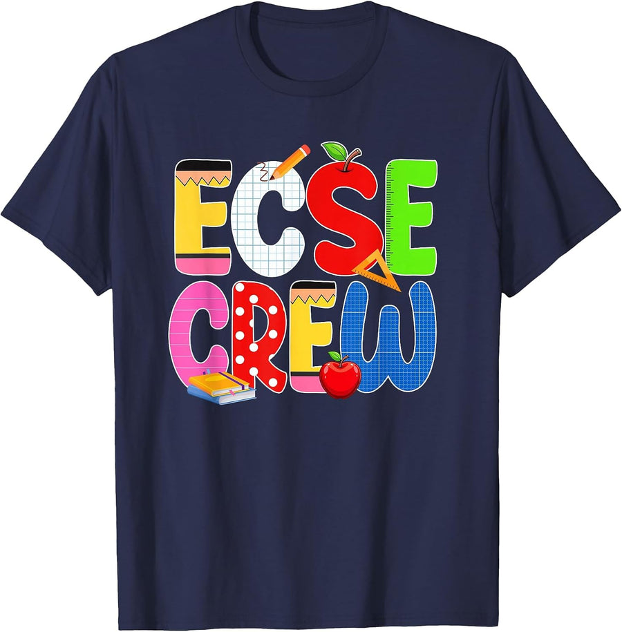 ECSE Crew ECSE Teacher Early Childhood Special Education T-Shirt - Navy Blue