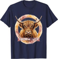 Utterly Distinguished Watercolor Highland Cow Sarcastic T-Shirt - Navy Blue
