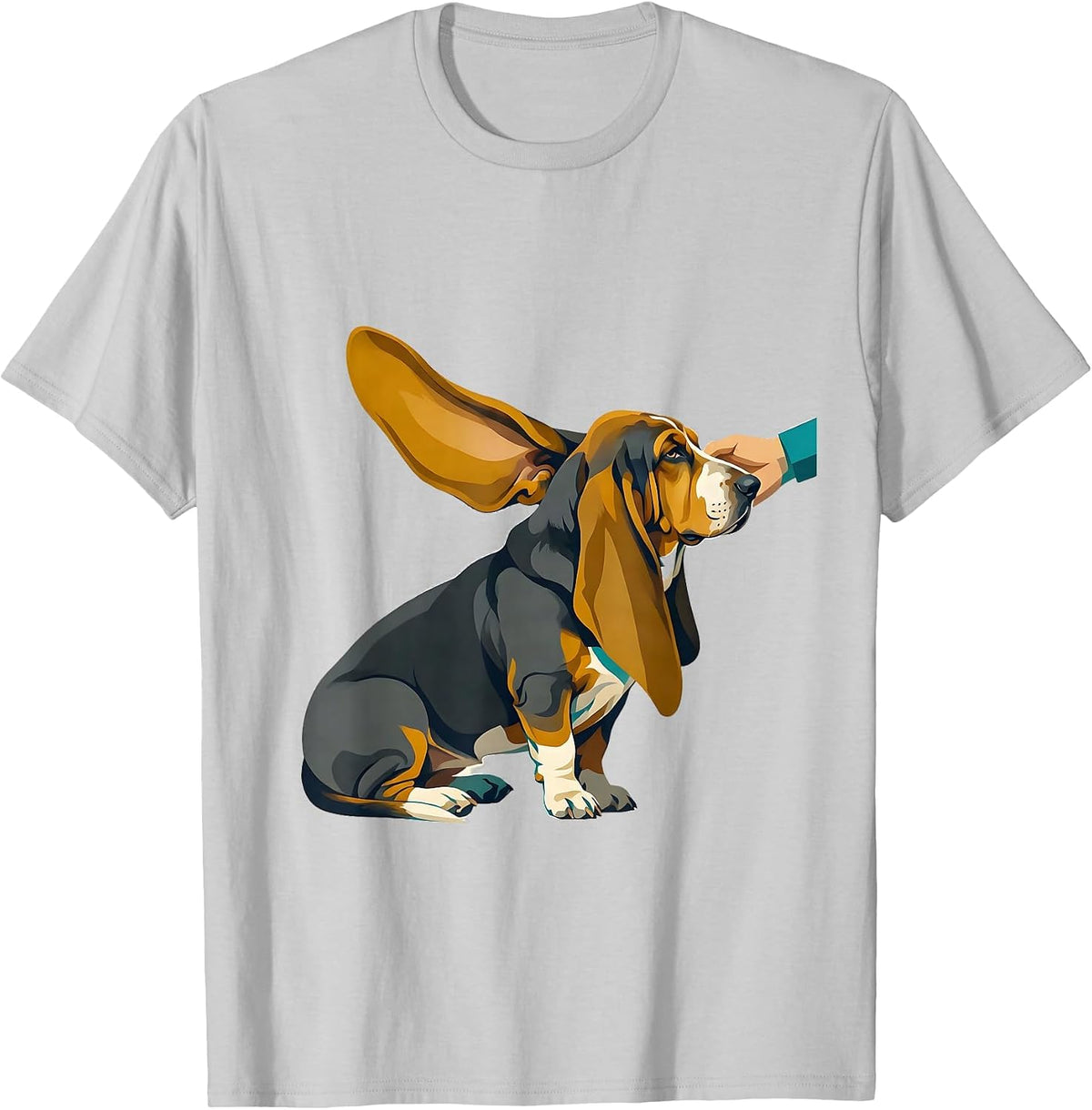 Men's Basset Hound Midcentury Modern Dog Lover Humor T-Shirt - Silver Grey