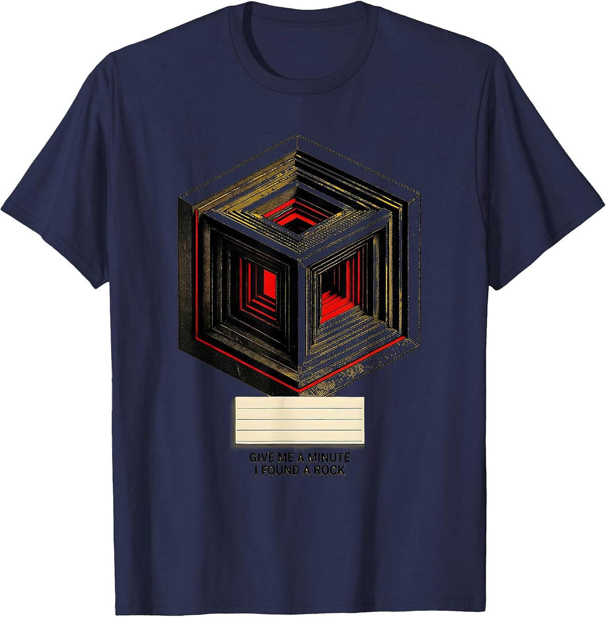 Men's Give Me A Minute I Found A Rock Funny Rock Collector Geology T-Shirt - Navy Blue