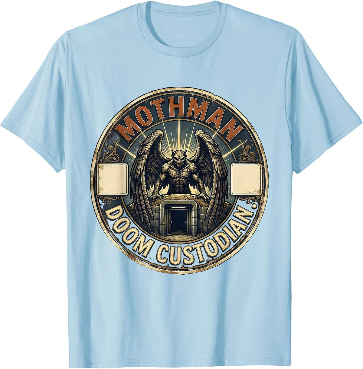 Men's Mothman Doom Custodian Vintage Cryptozoology Folklore T-Shirt - Baby Blue