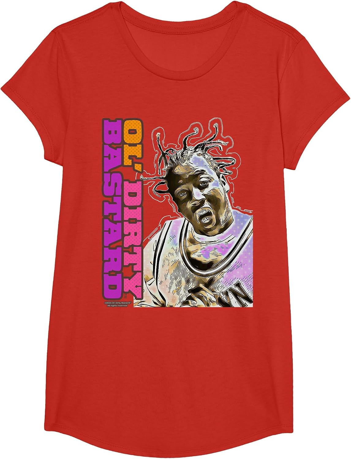 ODB Ol Dirty Ba-ard Wu Tang Icon Comic Hip Hop Gangsta T-Shirt - Girls Red
