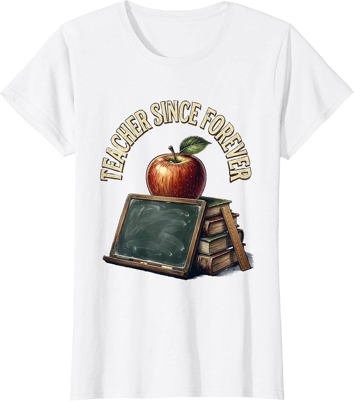 Teacher Since Forever Vintage Design T-Shirt - White