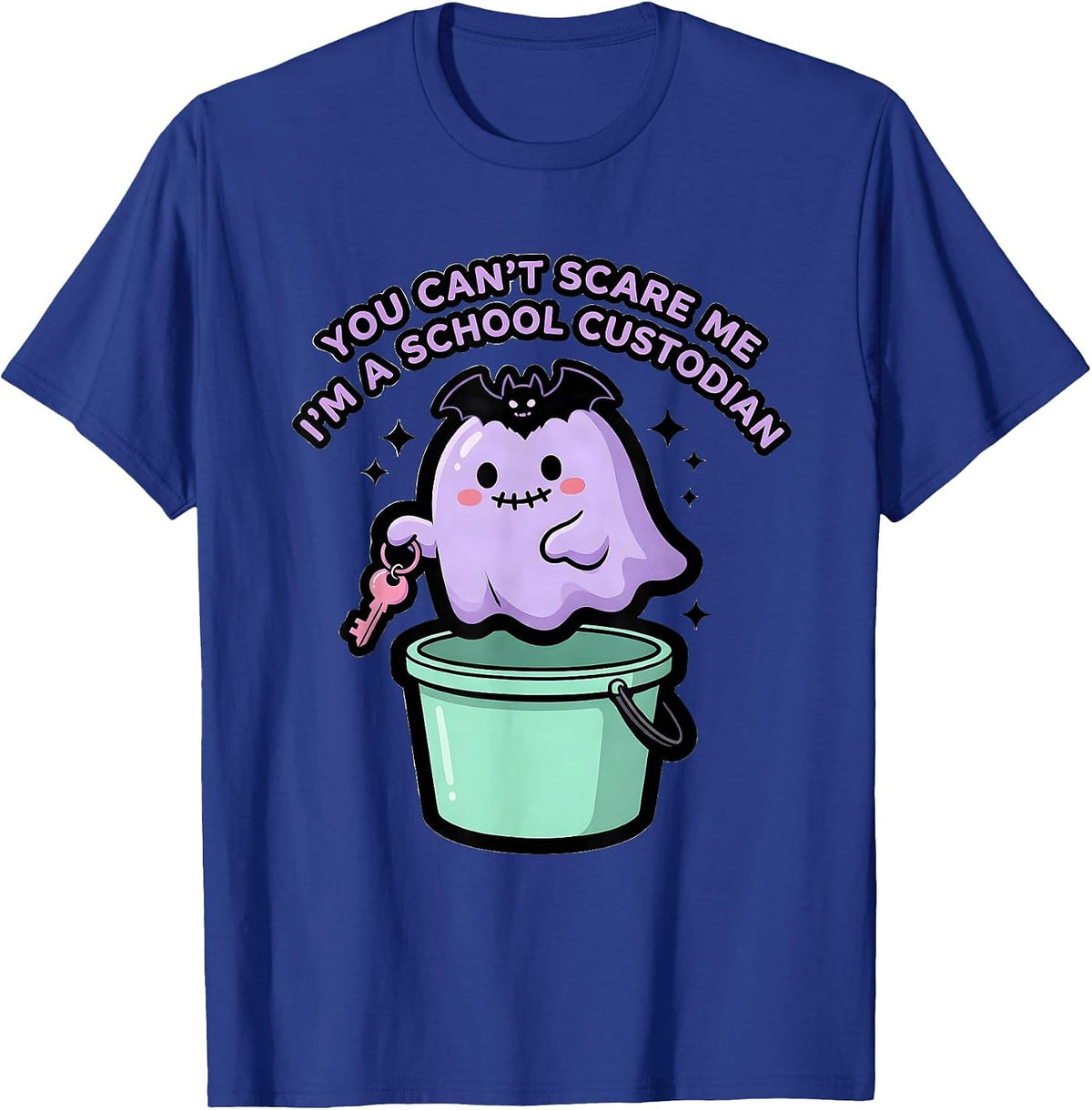 Men's You Can't Scare Me I'm a School Custodian Halloween T-Shirt - Royal Blue
