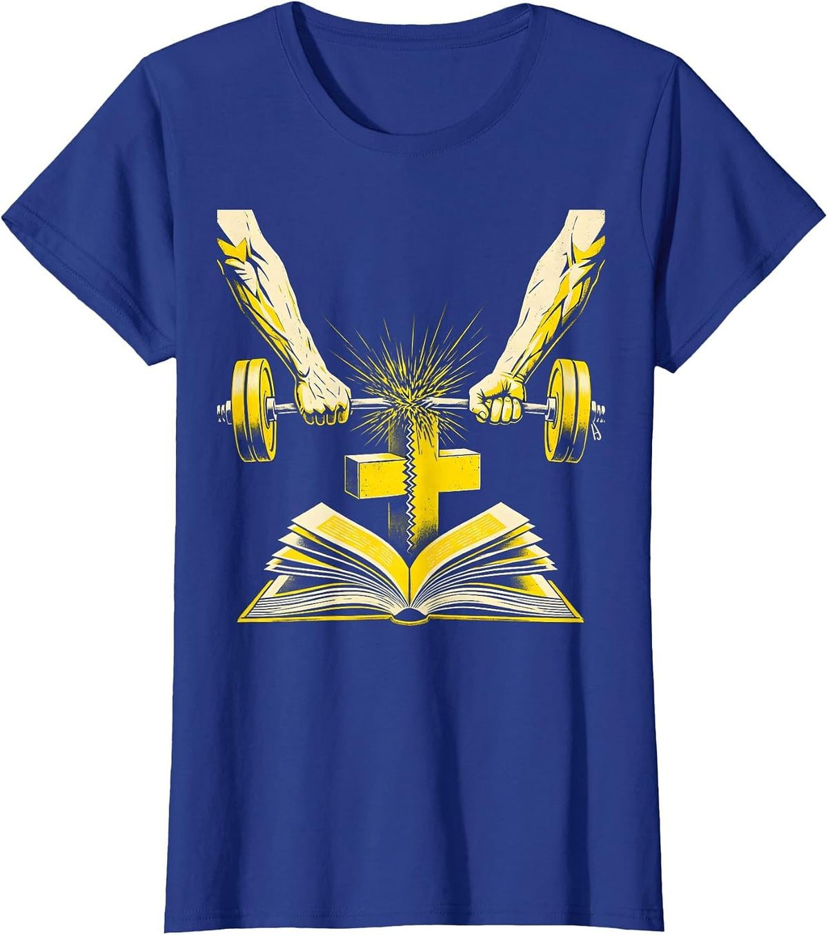 Women's Iron Sharpening Arms Christian Men Gym Workout T-Shirt - Royal Blue