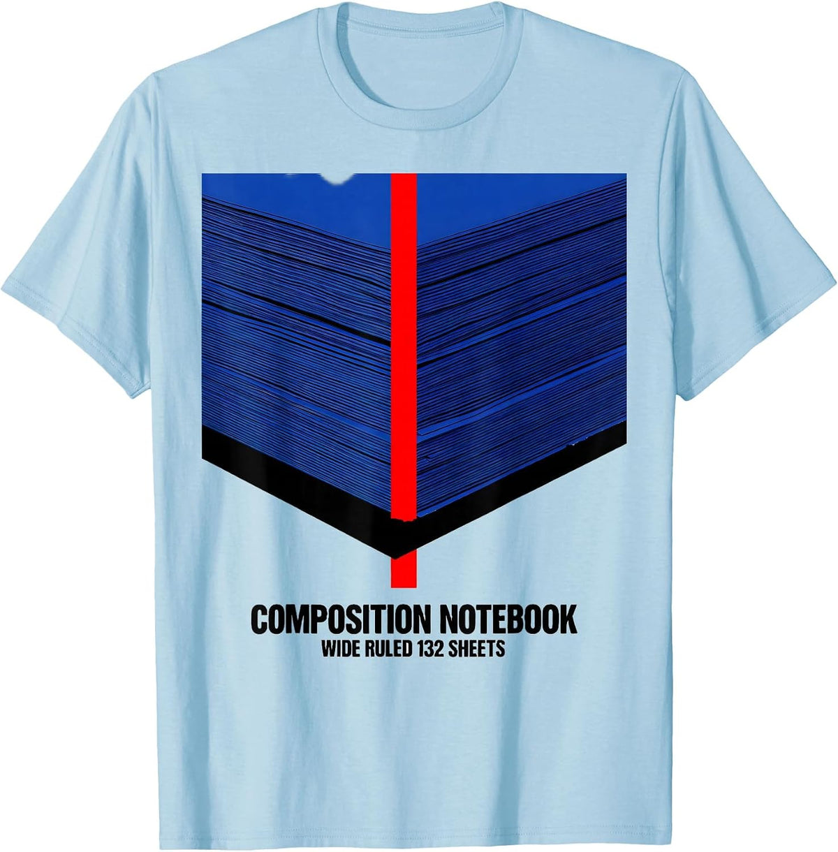 Men's Composition Notebook Wide Ruled 132 Sheets Teacher T-Shirt - Baby Blue