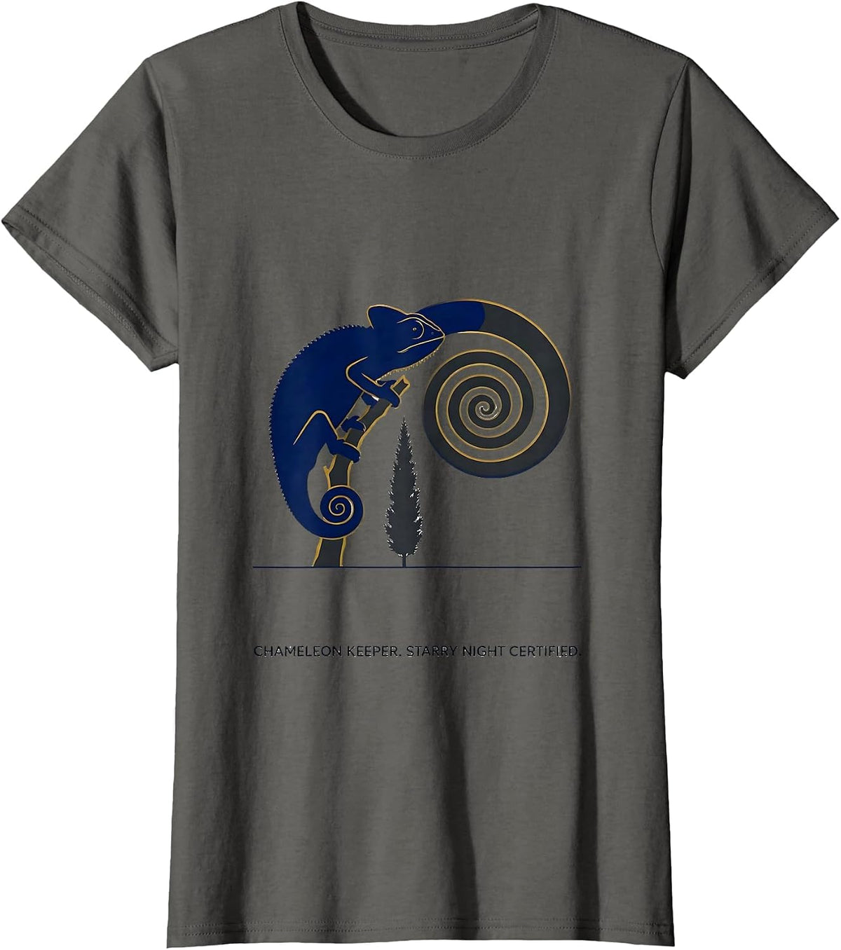 Women's Chameleon Keeper Starry Night Certified Animal Lover T-Shirt - Asphalt Grey