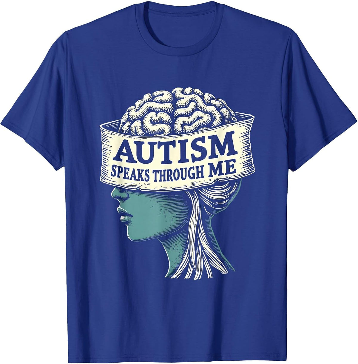 Autism Speaks Through Me Awareness Design T-Shirt - Royal Blue