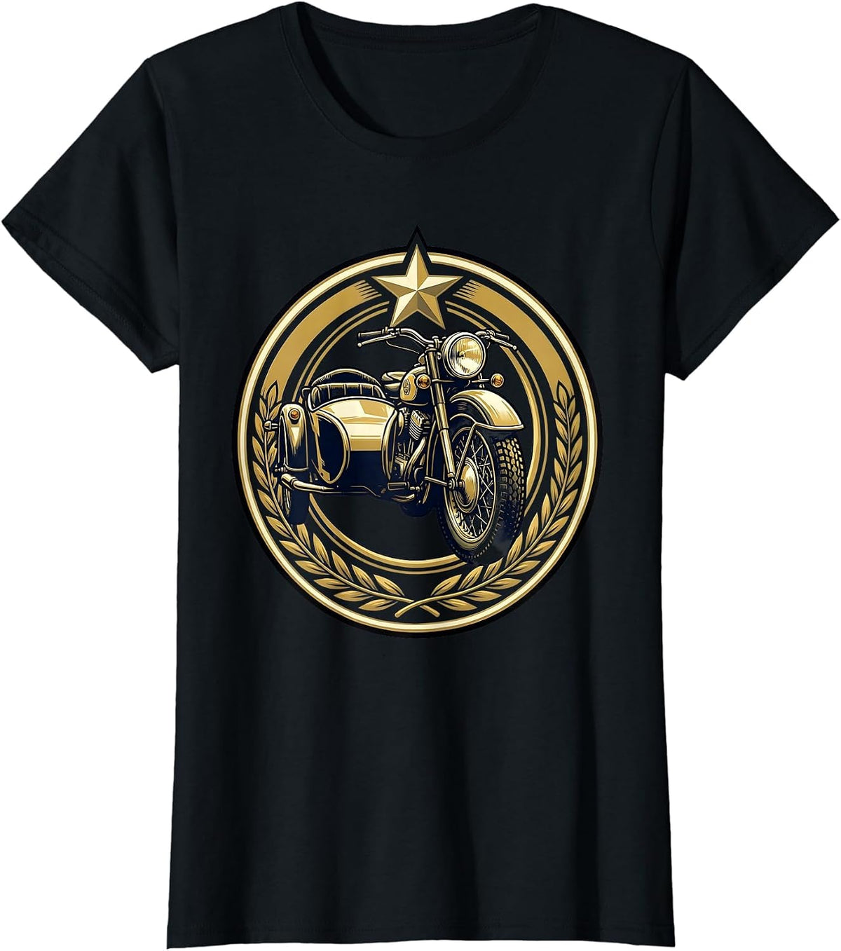 Vintage Police Motorcycle With Sidecar Graphic T-Shirt - Black
