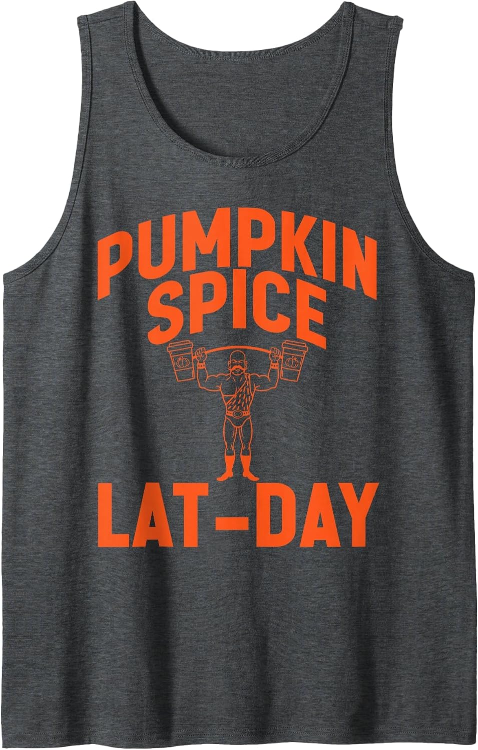 Pumpkin Spice LAT-Day Funny Halloween Fall Lover Strong Man Sleeveless Tank Top - Dark Heather Grey
