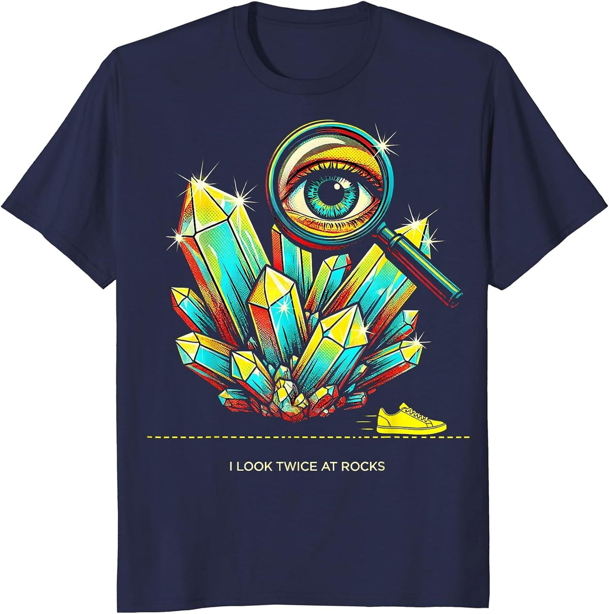 Men's I Look Twice At Rocks Pop Art Funny Rock Collector Geology T-Shirt - Navy Blue