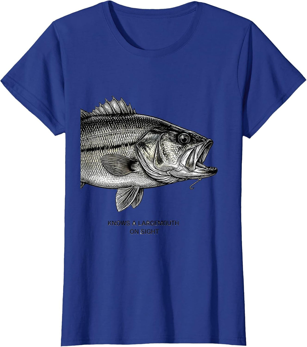 Women's Knows A Largemouth On Sight Funny Bass Fishing Dad Gift T-Shirt - Royal Blue