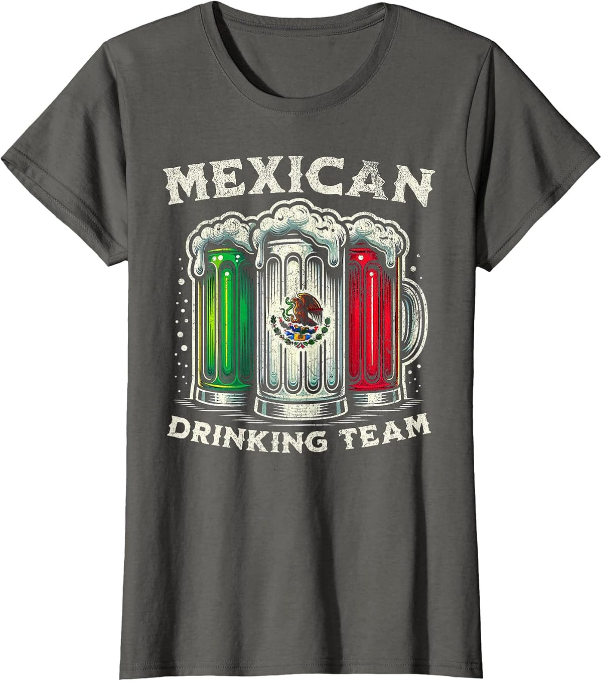 Official Mexican Flag Drinking Team - Funny Cinco de Mayo T-Shirt - Asphalt Grey