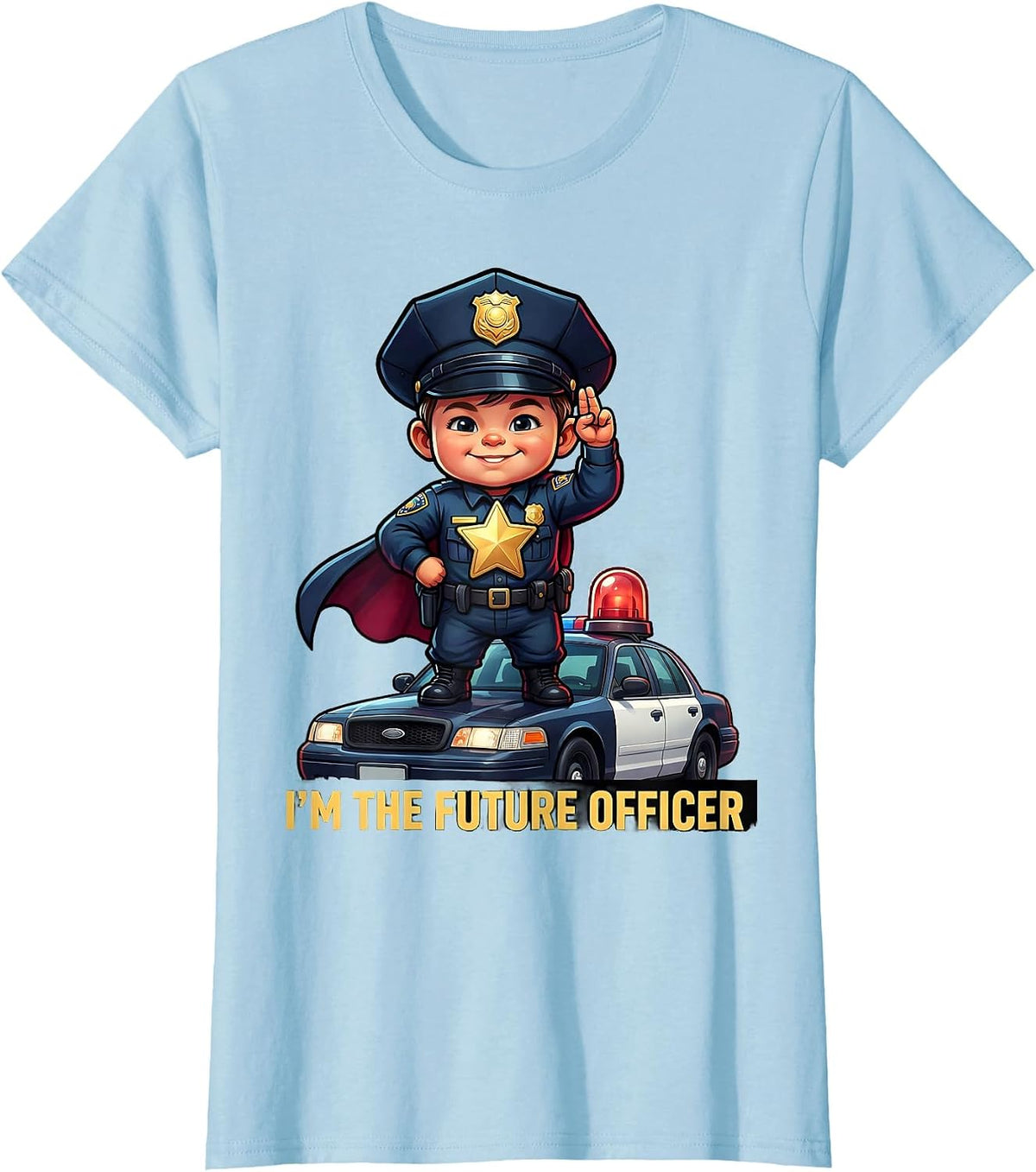 I'm The Future Officer Cartoon Toddler Police Officer T-Shirt - Baby Blue