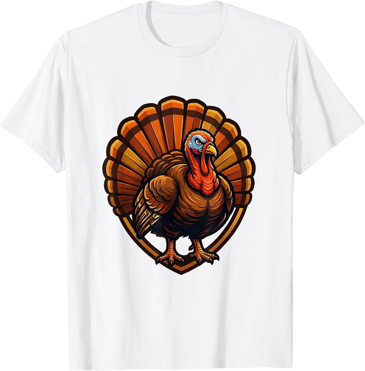 Men's Wild Turkey Fan Tail Autumn Camo Illustration T-Shirt - White