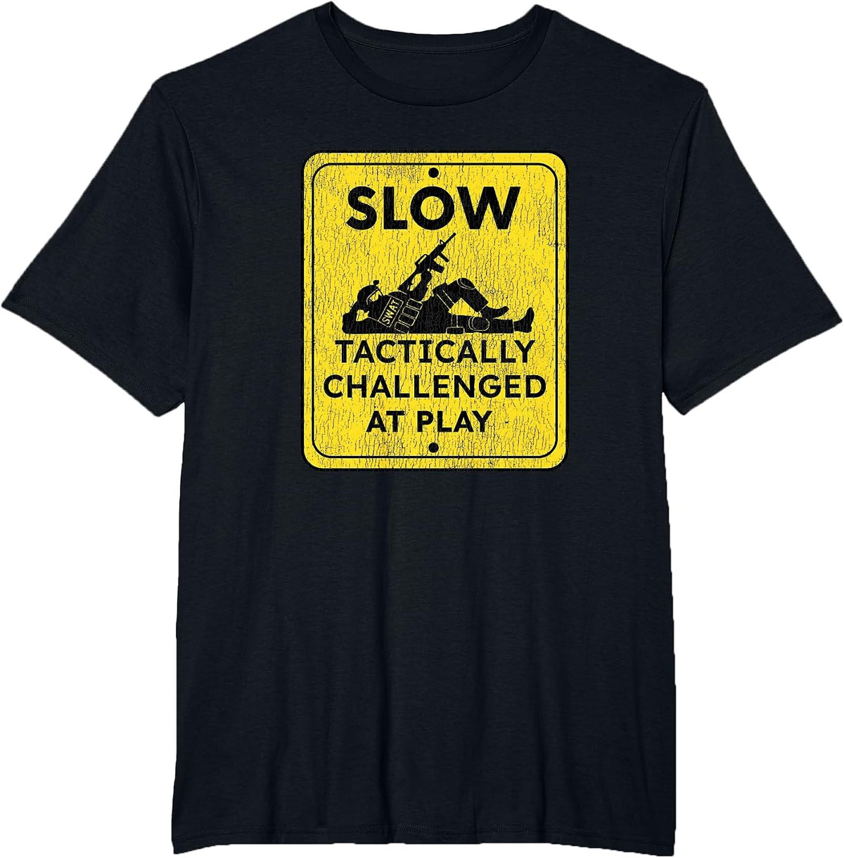 Funny Tactically Challenged for Police SWAT Team T-Shirt - Black