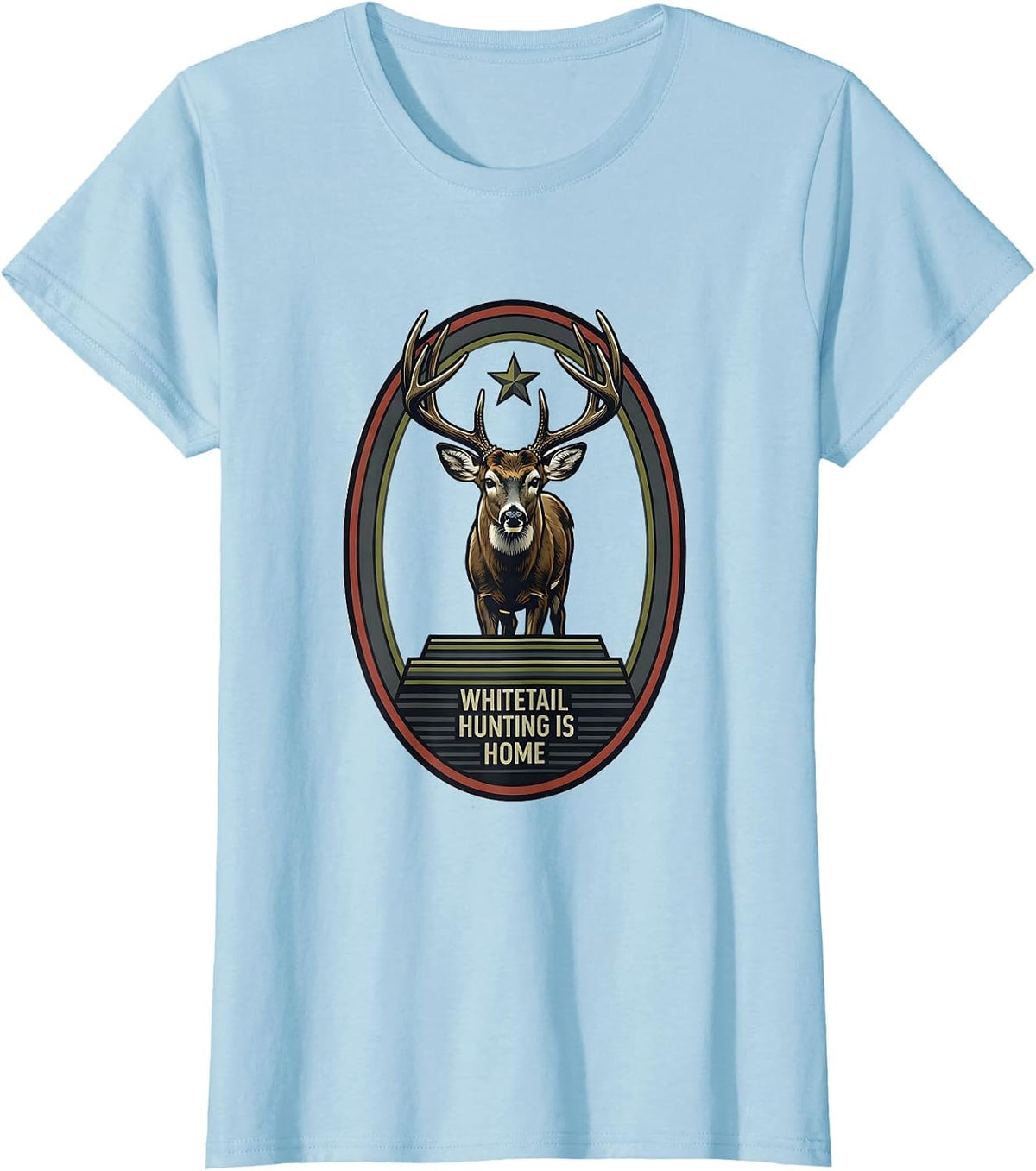 Women's Whitetail Hunting Is Home Patriotic Camo Hunter Dad Gift T-Shirt - Baby Blue