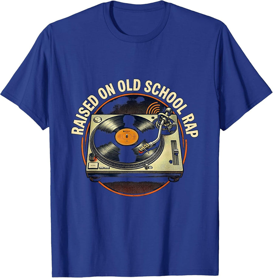 Raised On Old School Rap Nostalgic Streetwear Hip Hop Fan T-Shirt - Royal Blue