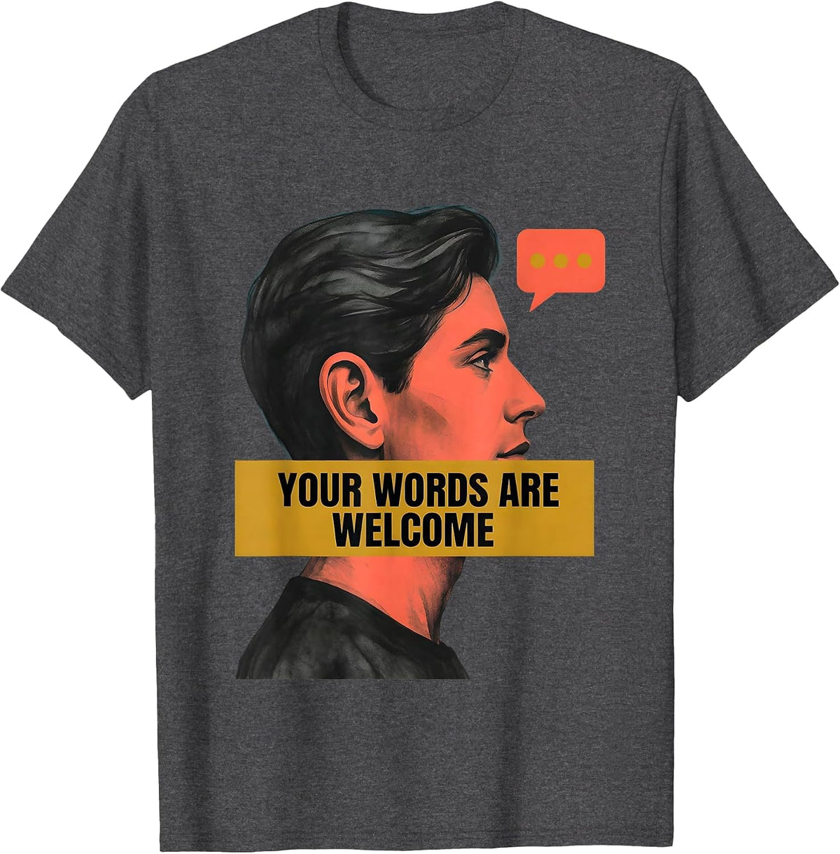 Your Words Are Welcome Midcentury Modern Speech Language T-Shirt - Dark Heather Grey