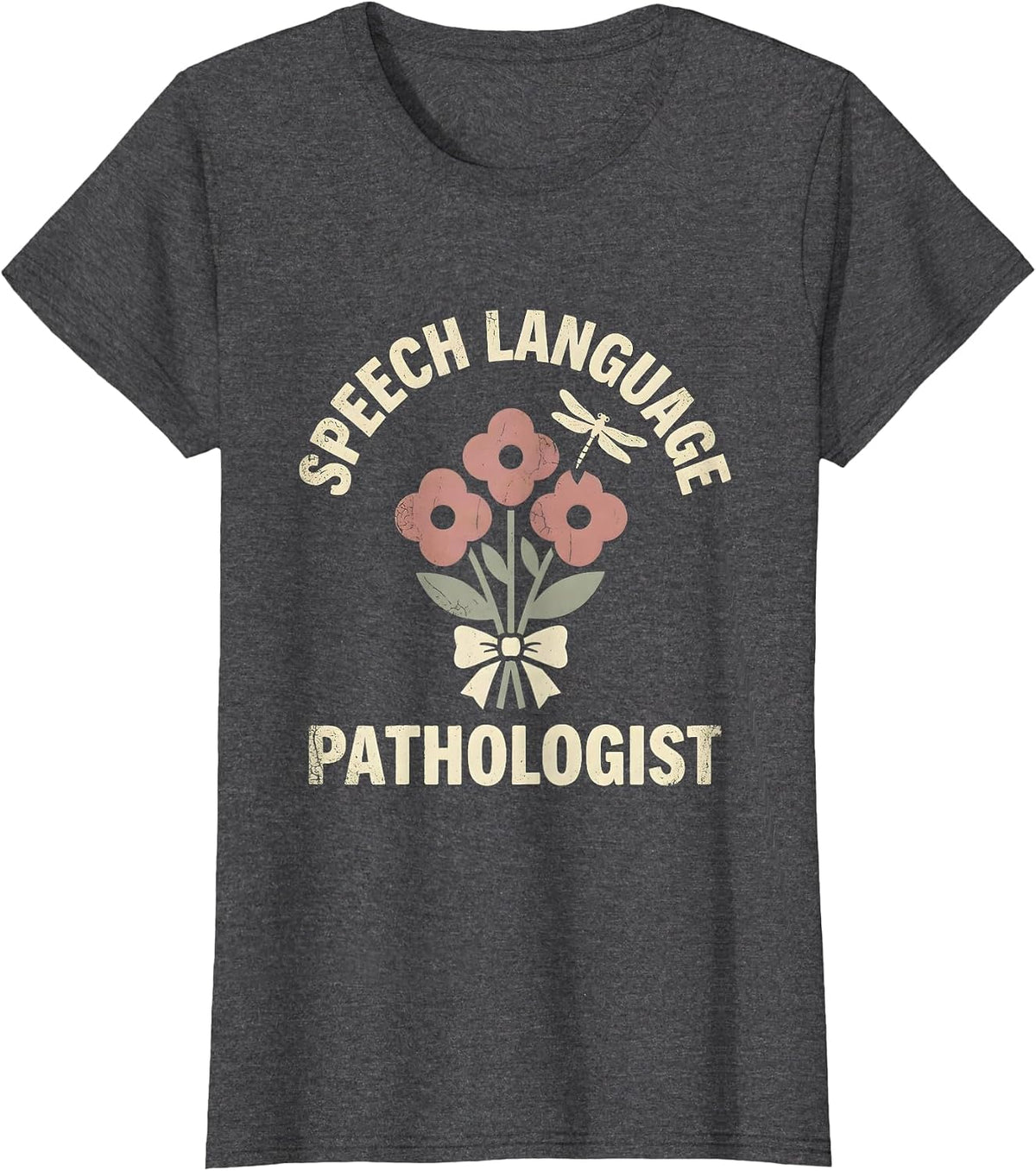 Women's Speech Language Pathologist Floral Boho SLP Professional T-Shirt - Dark Heather Grey