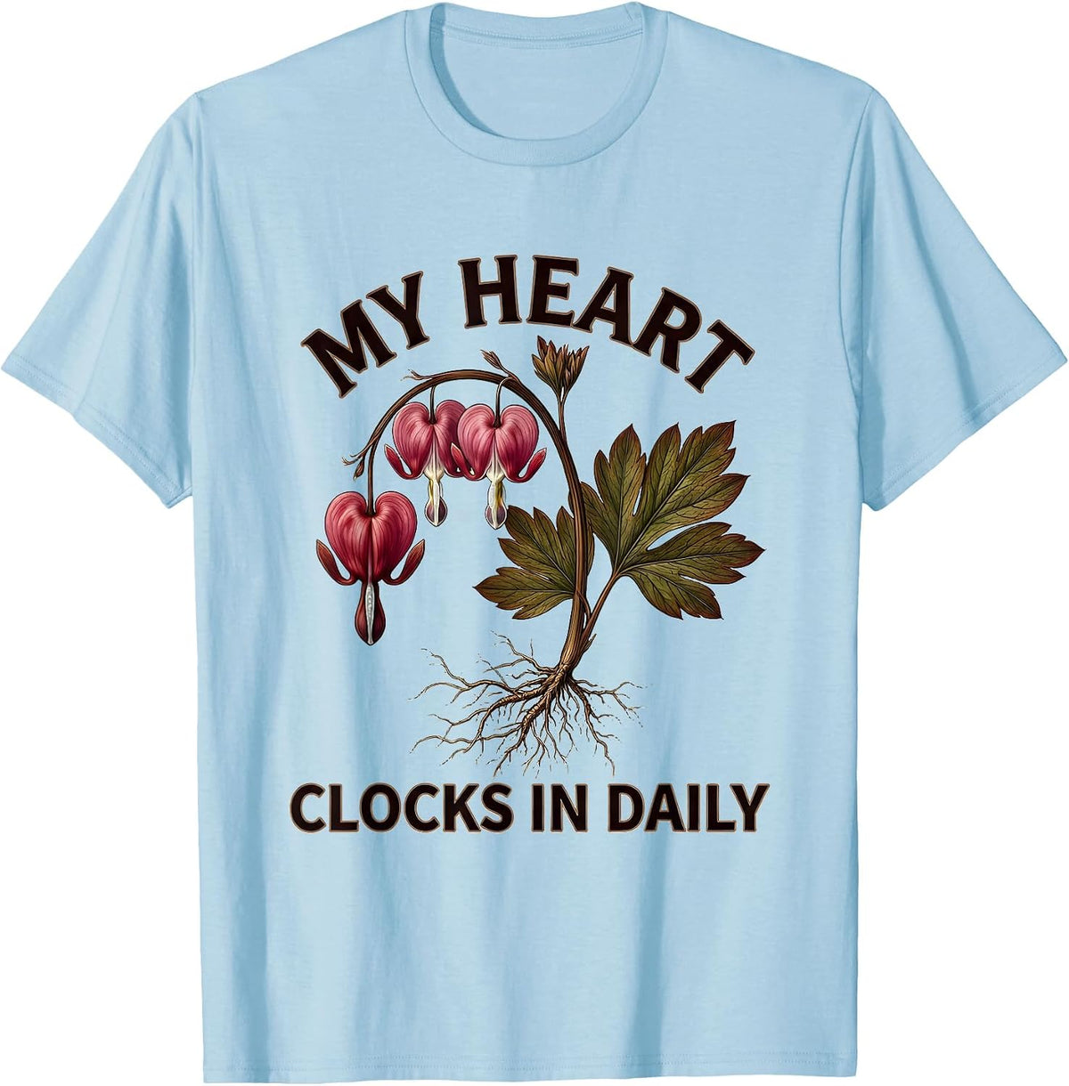 Men's My Heart Clocks In Daily Social Worker Design T-Shirt - Baby Blue