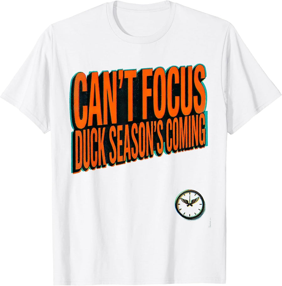 Men's Can't Focus Duck Season's Coming Riso Hunting Youth T-Shirt - White