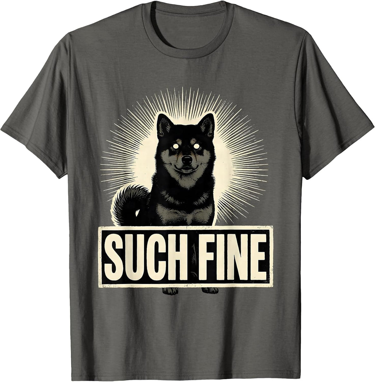 Men's Such Fine Cute Kawaii Puppy Shiba Inu Meme Dog Lover Humor T-Shirt - Asphalt Grey