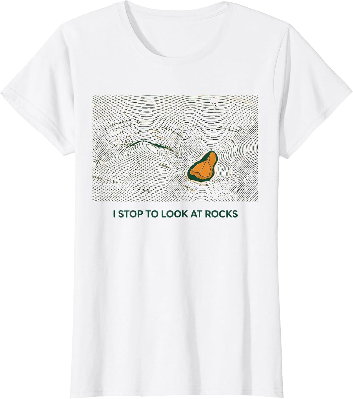 Women's I Stop To Look At Rocks Funny Rock Collector Geology Humor T-Shirt - White