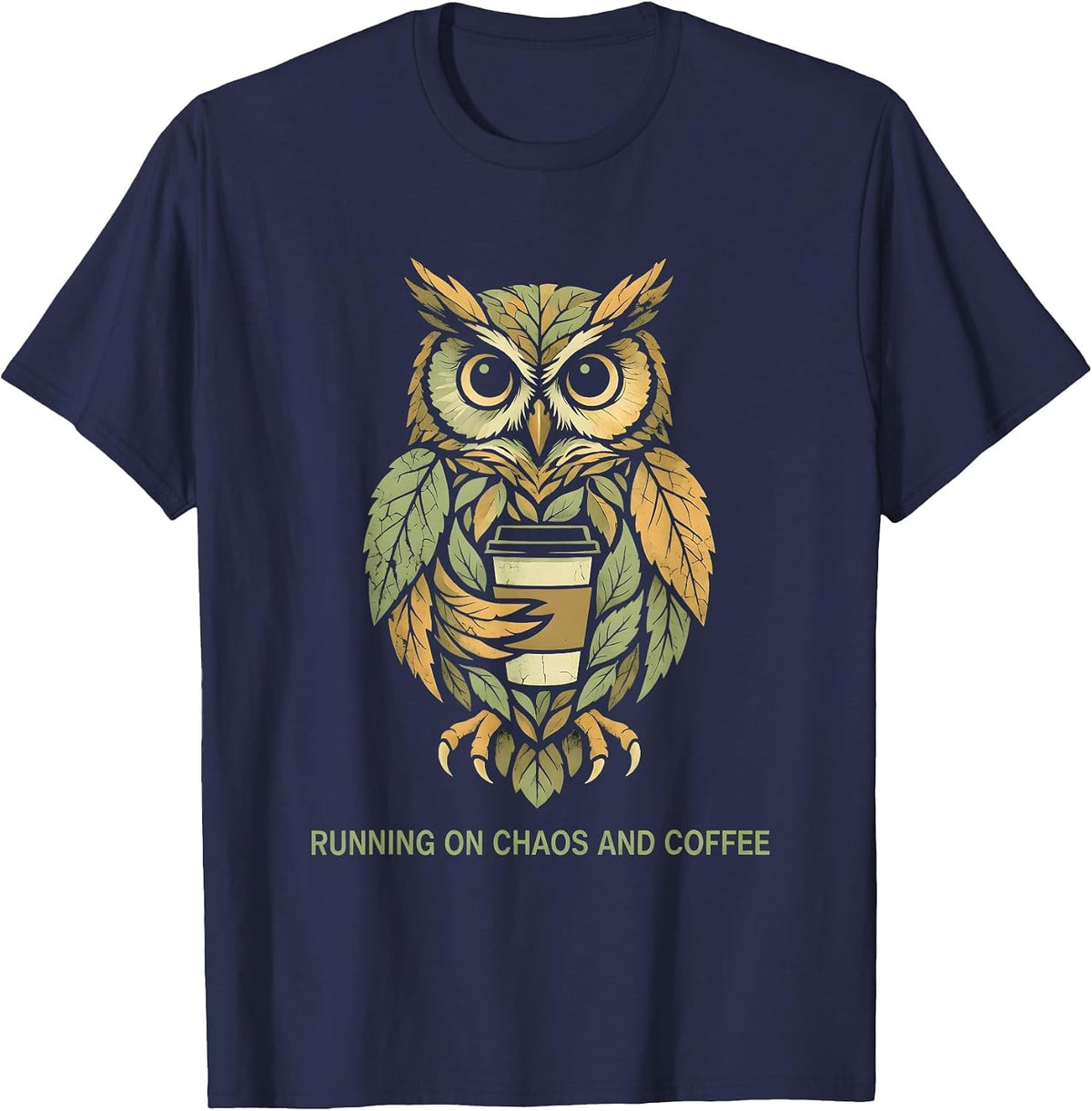 Running on Chaos and Coffee Coordinator Design T-Shirt - Navy Blue