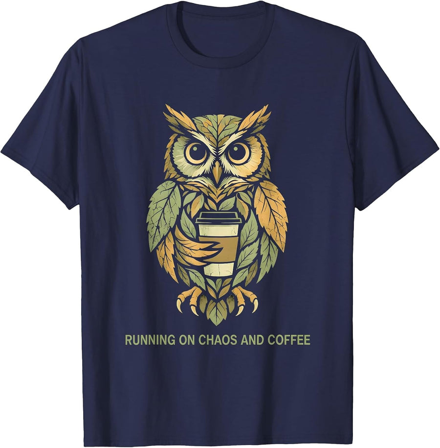 Running on Chaos and Coffee Coordinator Design T-Shirt - Navy Blue