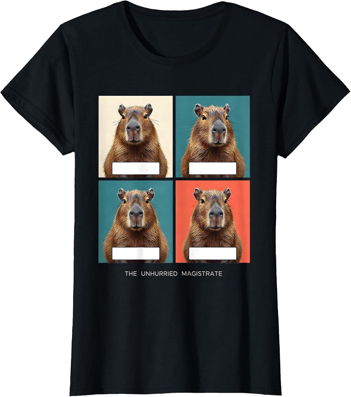 The Unhurried Magistrate Funny Capybara Animal Portrait Pet T-Shirt - Black