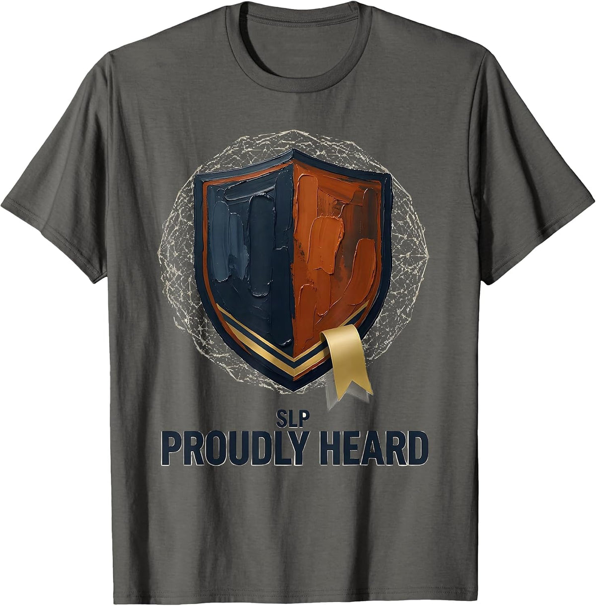 SLP Proudly Heard Retro Varsity Shield Speech Language T-Shirt - Asphalt Grey
