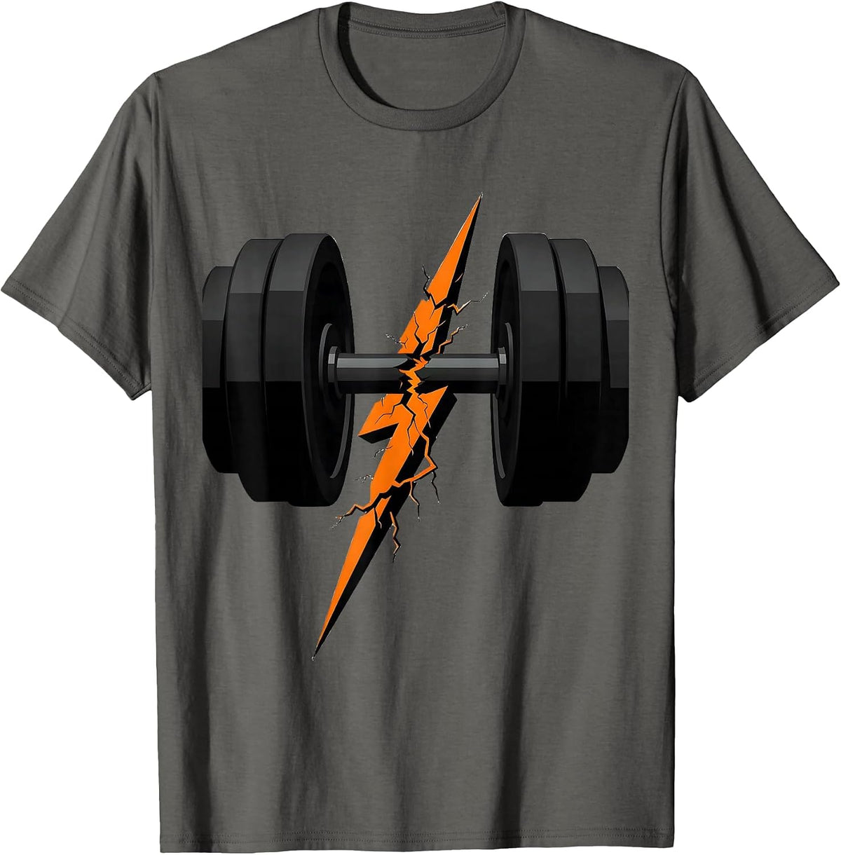Men's Lightning Bolt Dumbbell Athleisure Graphic T-Shirt - Asphalt Grey