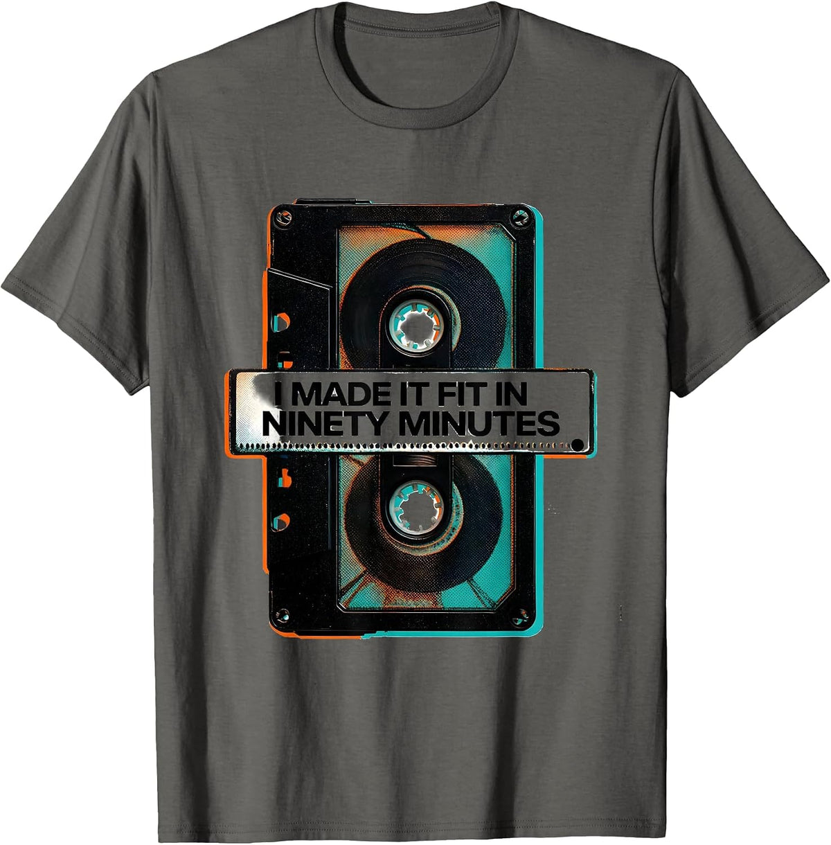 I Made It Fit In Ninety Minutes Retro Cassette Tape Music T-Shirt - Asphalt Grey