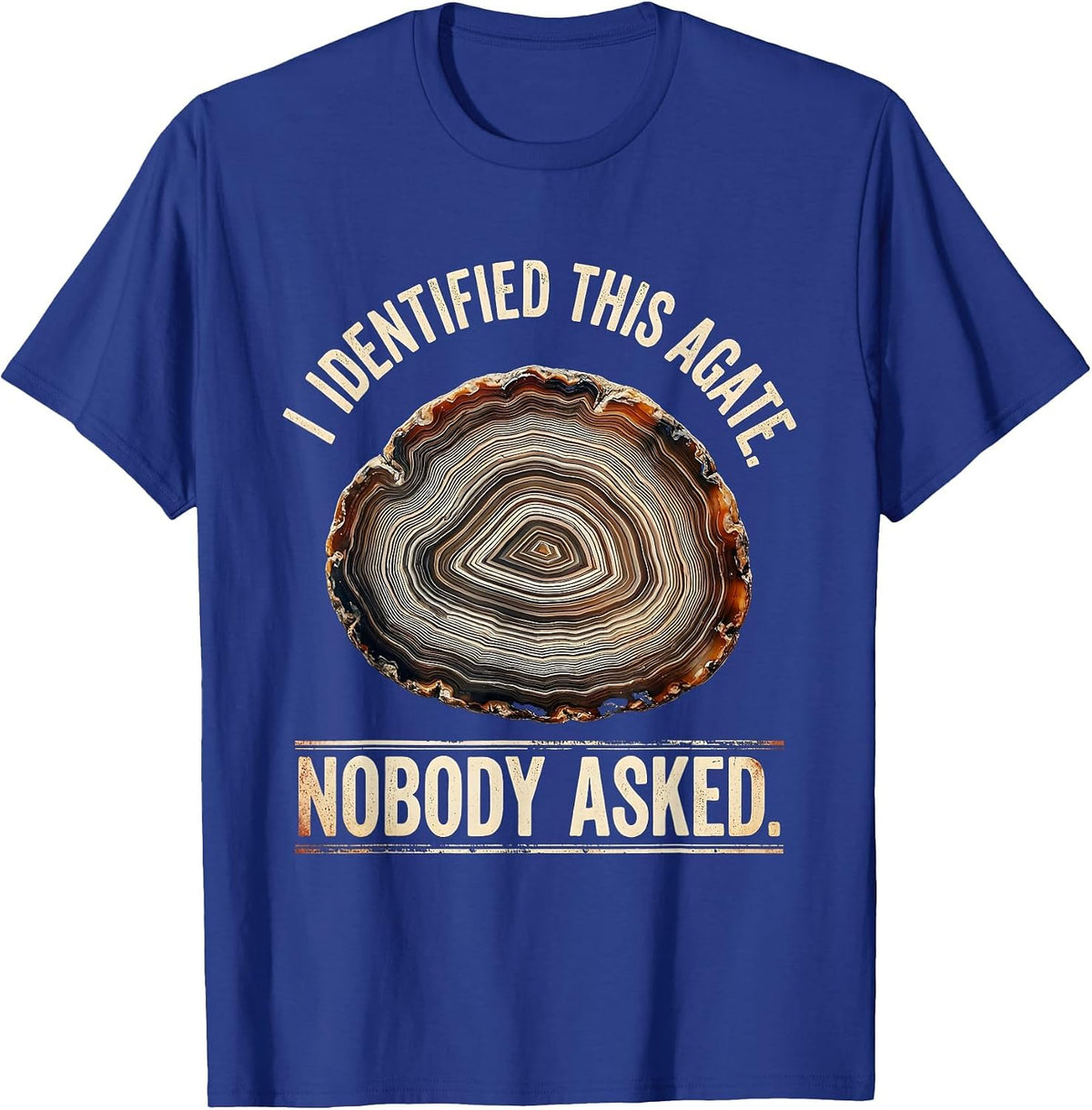 Men's I Identified This Agate Nobody Asked Distressed Rock T-Shirt - Royal Blue