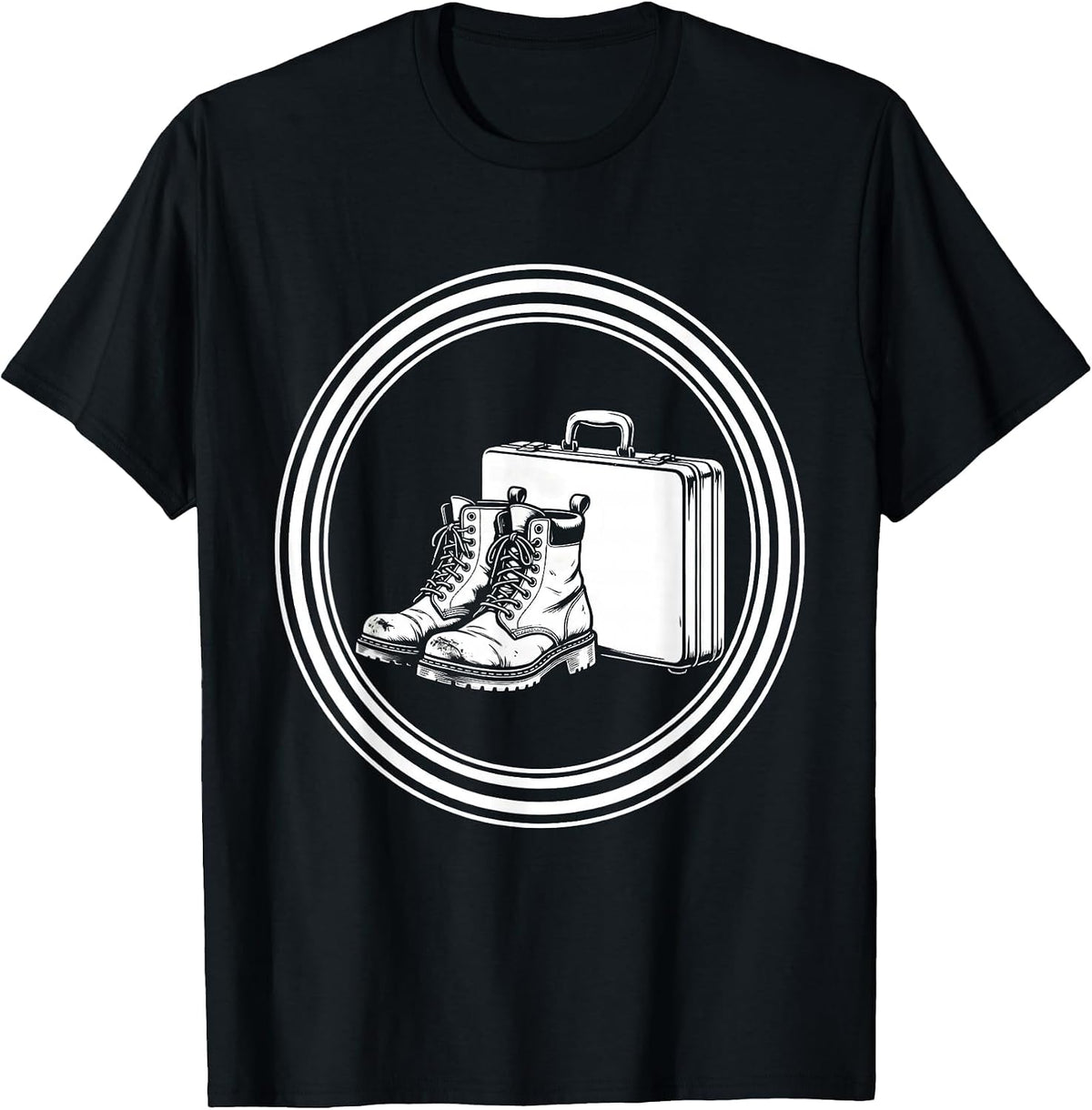Men's Social Worker Worn Boots and Briefcase Graphic T-Shirt - Black