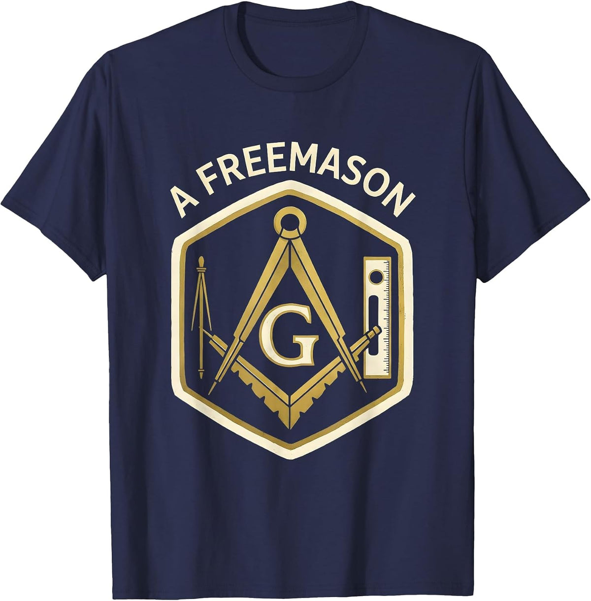 Men's A Freemason Masonic Square And Compass Emblem Fraternal T-Shirt - Navy Blue