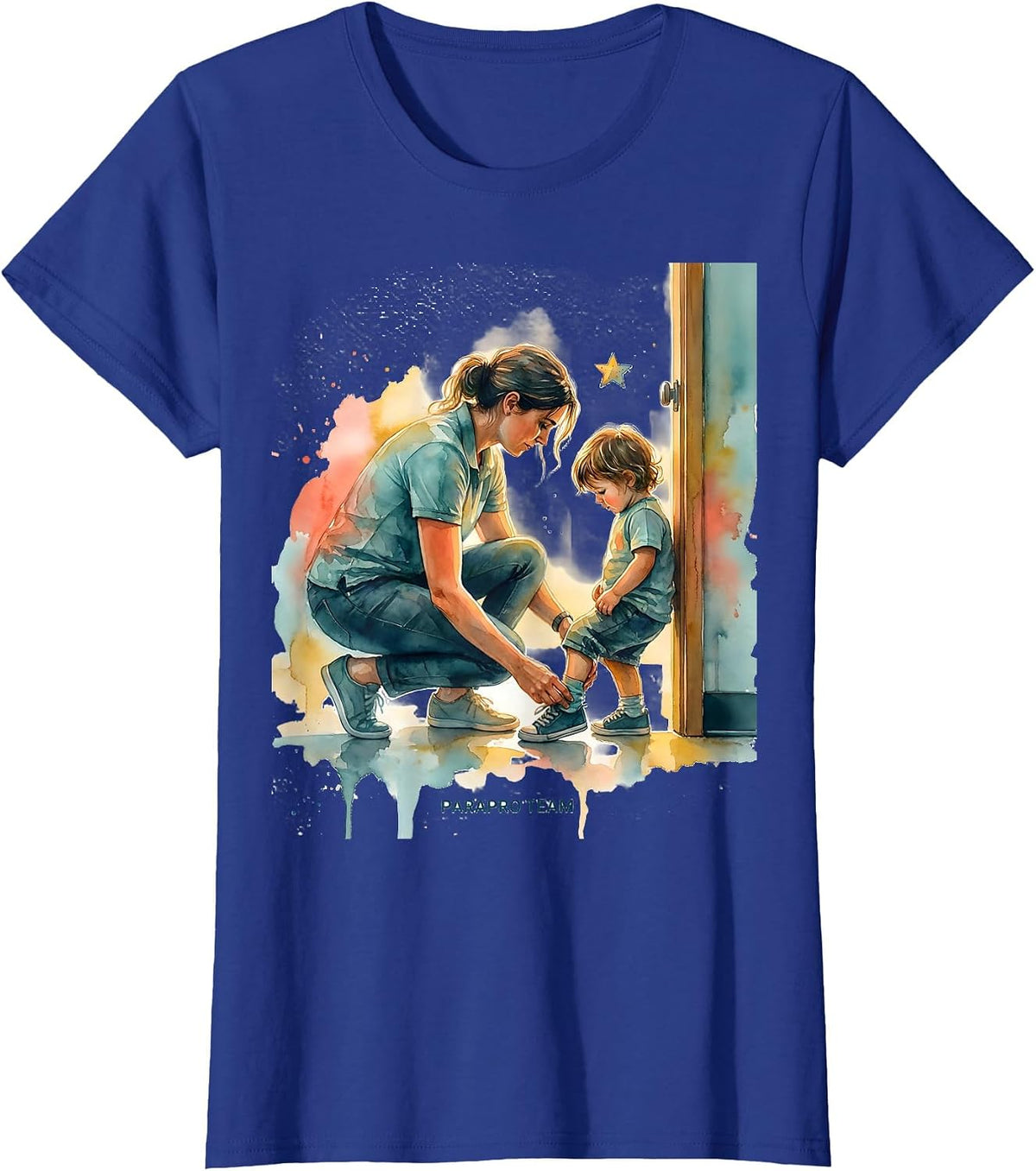 Women's Parapro Team Watercolor Paraeducator Teacher Appreciation T-Shirt - Royal Blue