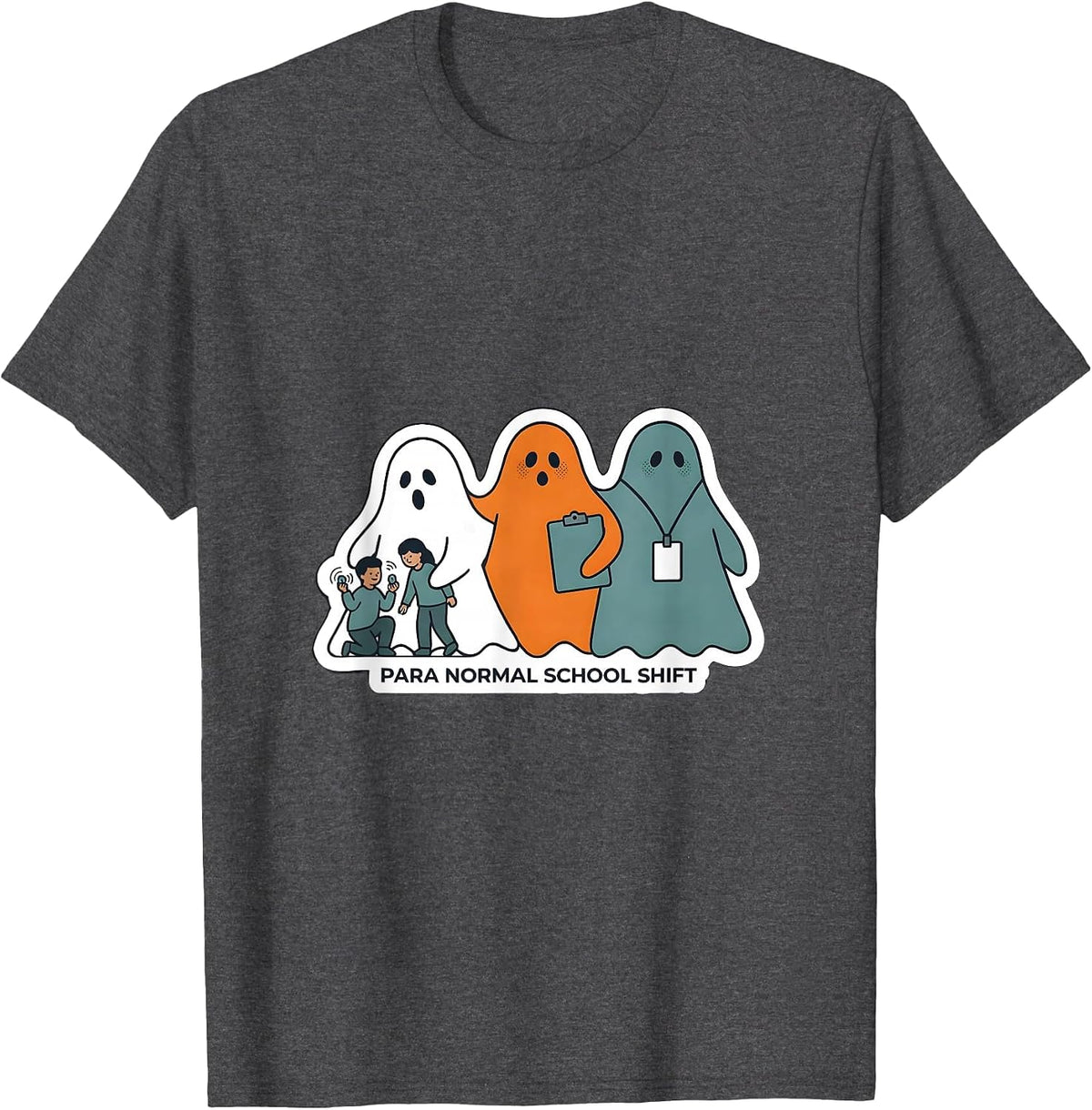 Para Normal School Shift Spooky Paraeducator Halloween T-Shirt - Dark Heather Grey