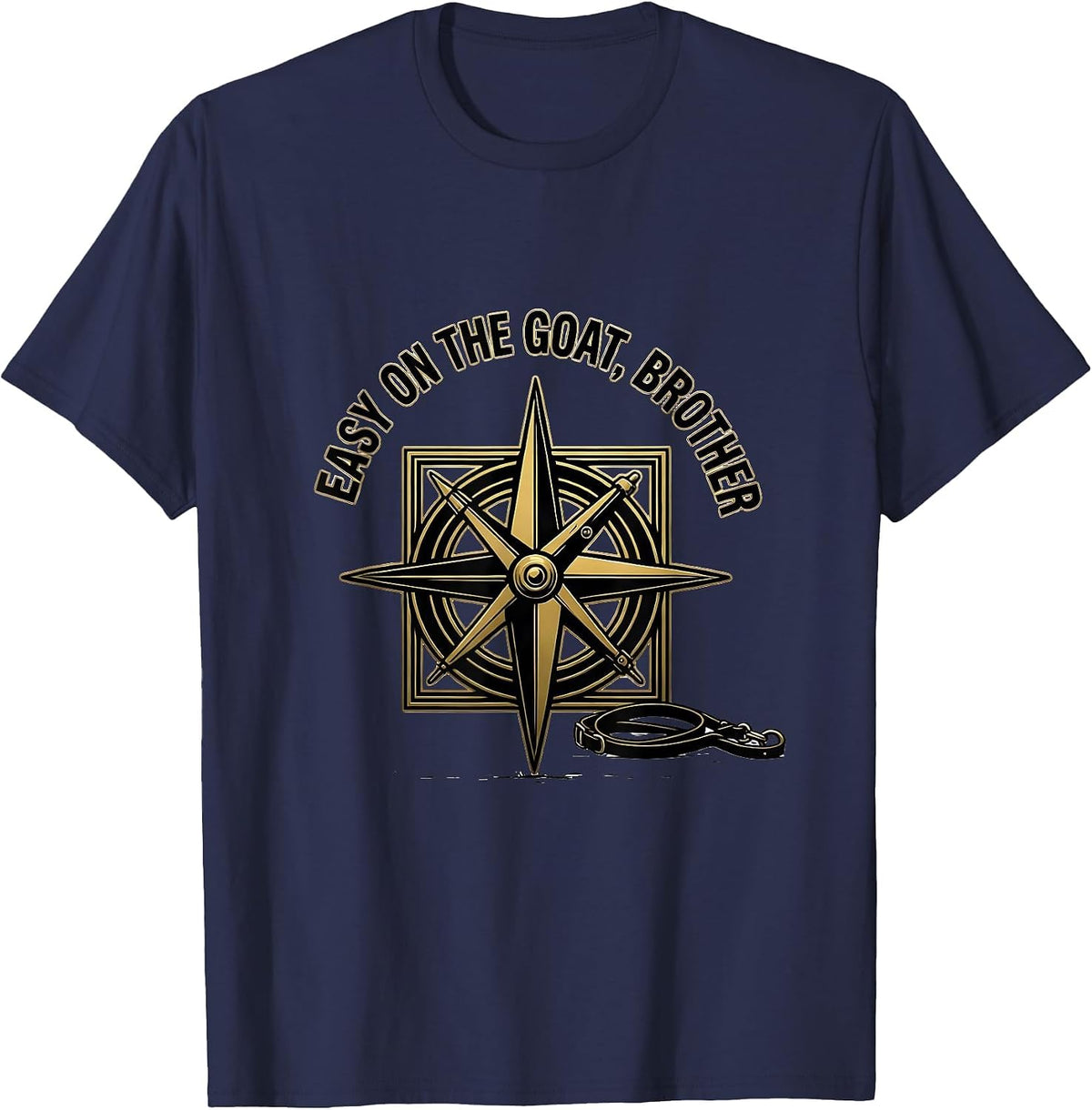 Men's Easy On The Goat, Brother Masonic Emblem Freemason Fraternal T-Shirt - Navy Blue