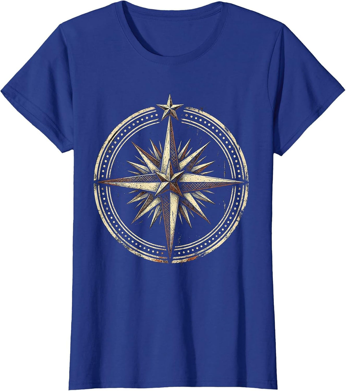 Women's Social Worker Compass Rose Guiding Star Design T-Shirt - Royal Blue
