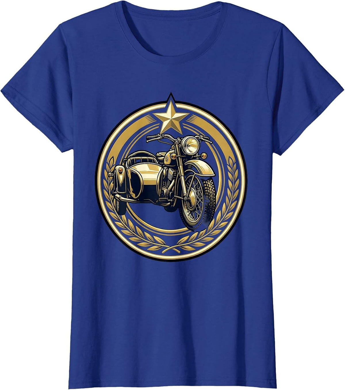 Vintage Police Motorcycle With Sidecar Graphic T-Shirt - Royal Blue